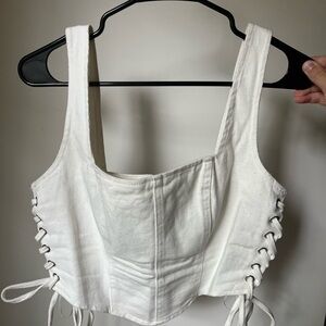 Altar'd State White Lace-Up Tank Top